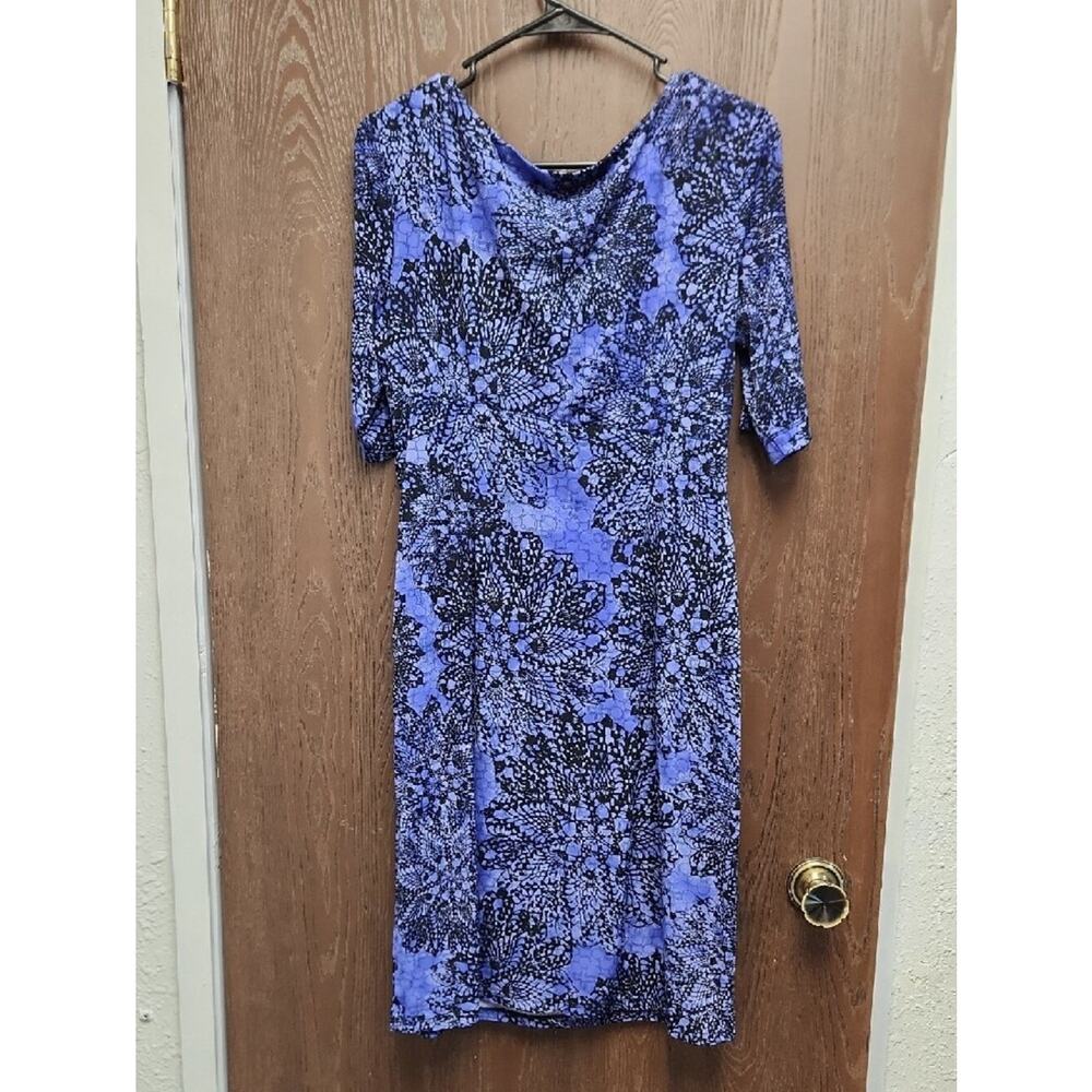connected apparel Purple and Black Ruched Midi Dress - Picture 4 of 4